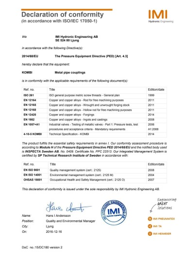 TA KOMBI Klemringkobling for metalliske rør 12 mm x DN10