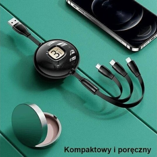 Usams U69 3-I-1-Kabel 1 M Grønn Lightning/Microusb/Usb-C Sj508usb03 Us-Sj508