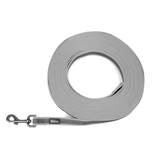 Rufus sklisikker hundeline 20 mm x 10 m Grå for trening og sporbruk
