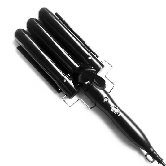 Inf Triple Barrel Anti-Scald Curling Jern med 2 temperaturkontrollmoduser