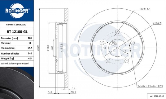 Bremseskive ROTINGER RT 12100-GL
