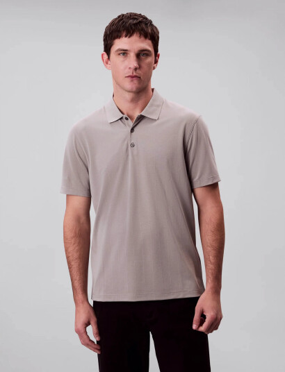Calvin Klein Ss Stripe Strech Jacquard Polo - Beige - XL