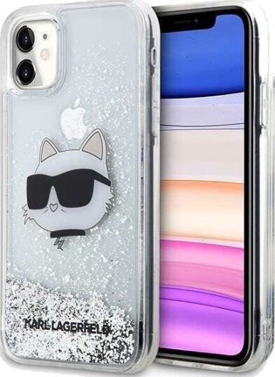Karl Lagerfeld Glitter Choupette Hardcase til iPhone 11/XR Sølv
