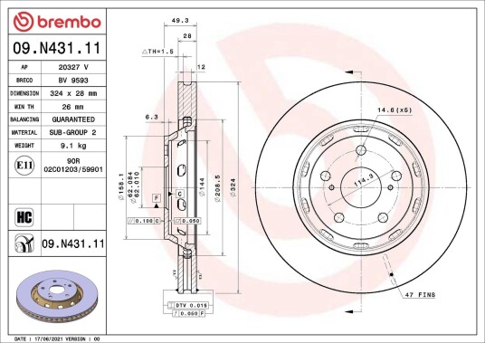 Bremseskive BREMBO 09.N431.11