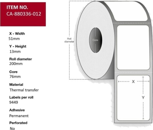 Capture - Polyester - Permanet Adhesiv - Hvit - 51 X 13 Mm 94490 Etikett(Er) (10 Rull(Er) X 9449 Merkelapper (Alternativ For: Zebra 880336-012)
