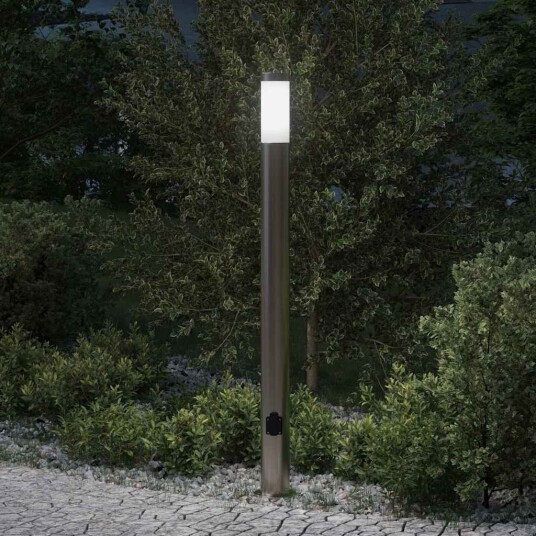 vidaXL Pullertlampe med stikkontakt 110 cm rustfritt stål IP44
