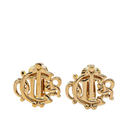Pre-owned Dior Gold Plated CD Clip On Earrings Gold