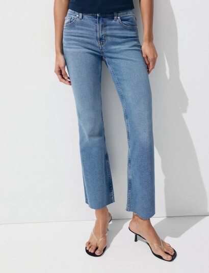 Mango Sienna Flared Cropped Jeans Blue 32 Mango Sienna Flared Cropped Jeans Blue 32