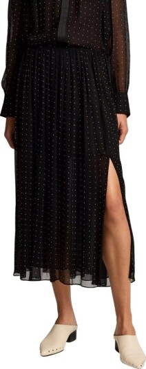Vince Heat set dot sheer gathered skirt M sort dame