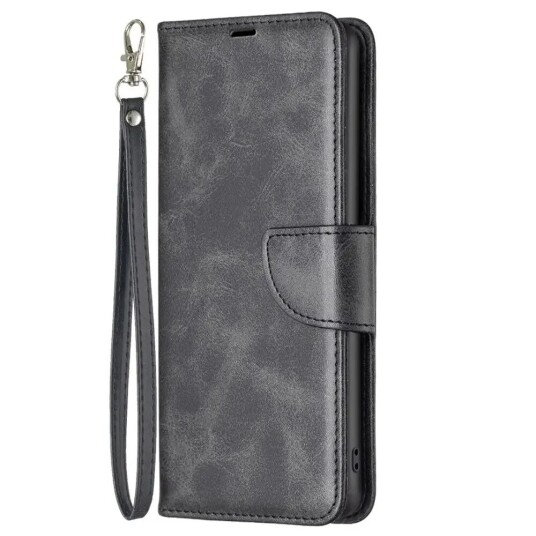 INCOVER Samsung Galaxy S24 Kunstskinn Flip-Deksel med Lommebok og Stropp - Svart