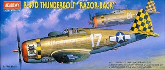 Academy P-47 Thunderbolt Razorback Modellfly Byggesett 1:72