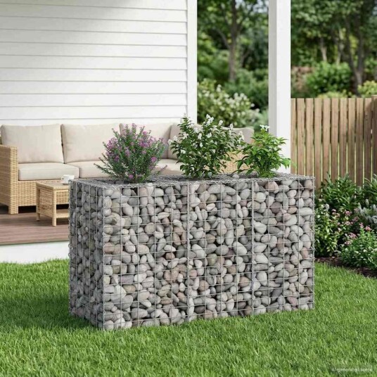 vidaXL Gabion hevet seng 130 x 50 x 80 cm Galvanisert stål Sølv
