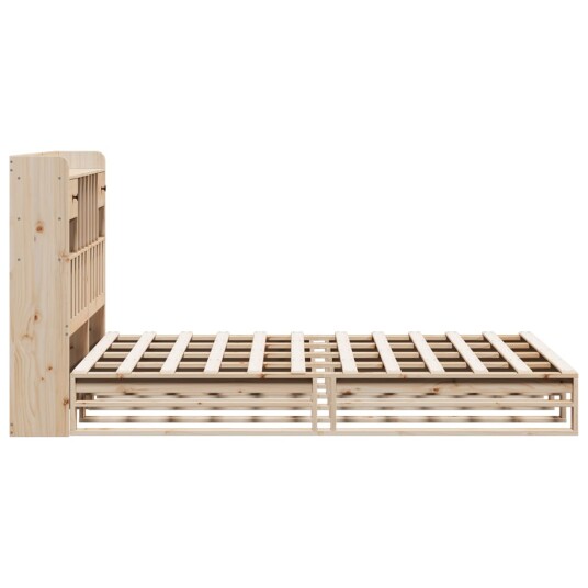 Seng med bokhylle uten madrass 160x200 cm heltre furu 8721158627520