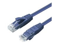 MicroConnect - Koblingskabel - RJ-45 (hann) til RJ-45 (hann) - 25 cm - 5 mm - UTP - CAT 6a - med støvel, halogenfri, innendørs, formstøpt, rund, uten hindringer - blå