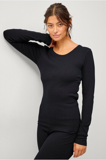 Ellos STUDIO   Yogatrøye LS Tee Soft Rib   Svart