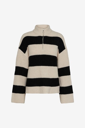 Pieces Genser pcNalini LS Half Zip Knit BC Beige