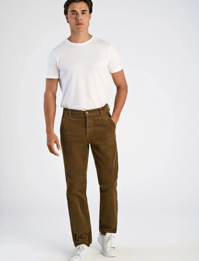 Lindbergh Superflex Corduroy Chino Pants - Brown - 34 x 32