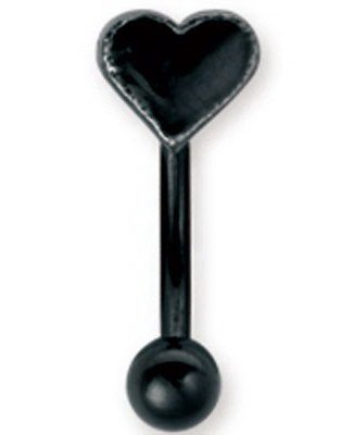 Øyenbrynspiercing i Svart med Hjerteformet Kule 1.2 x 8 mm