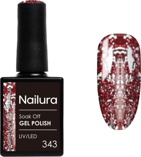 Nailura Gelpolish 343 – Crimson Red Sparkle – 10 ml Nailura Gelpolish 343 – Crimson Red Sparkle – 10 ml