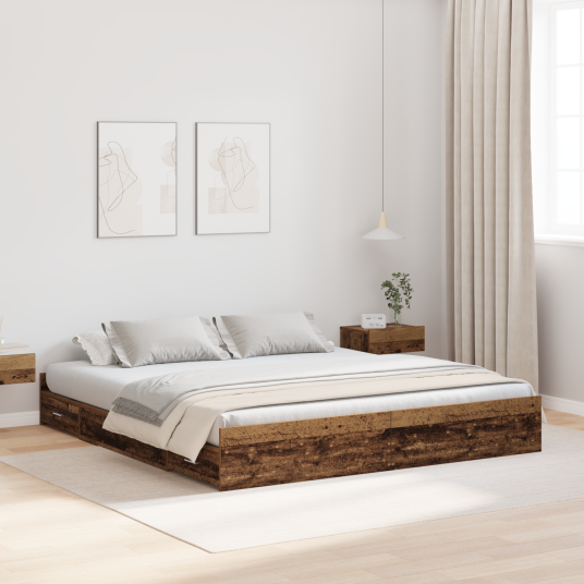 Seng med lagring Gammelt tre 180 x 200 cm Konstruert tre
