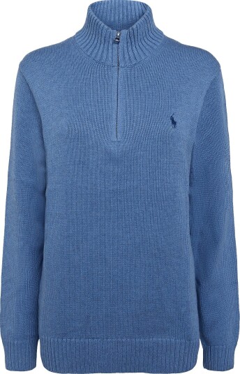 Polo Ralph Lauren Cotton Quarter Zip Mockneck Sweater BLUE BORAGE HEATH L Polo Ralph Lauren Cotton Quarter Zip Mockneck Sweater BLUE BORAGE HEATH L