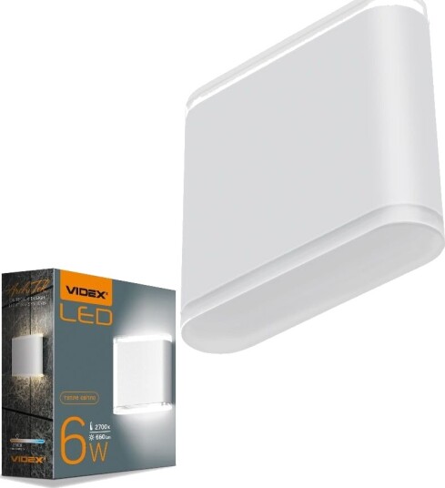 Videx 6W vegglampe med opp/ned lys   IP54 utendørs 2700K 180° sort inkl. lyskilde   Kulør : Varm