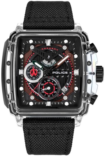 Police Herreklokke PEWGC00770X0 Chrono Sort/Lær