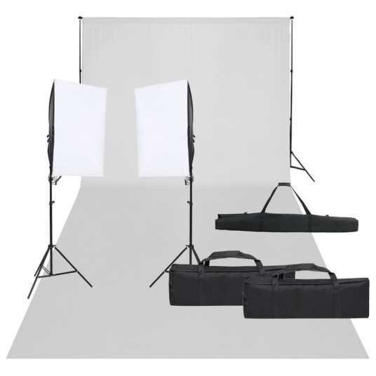 vidaXL Fotostudiosett med lyssett og bakgrunn vidaXL Fotostudiosett med lyssett og bakgrunn