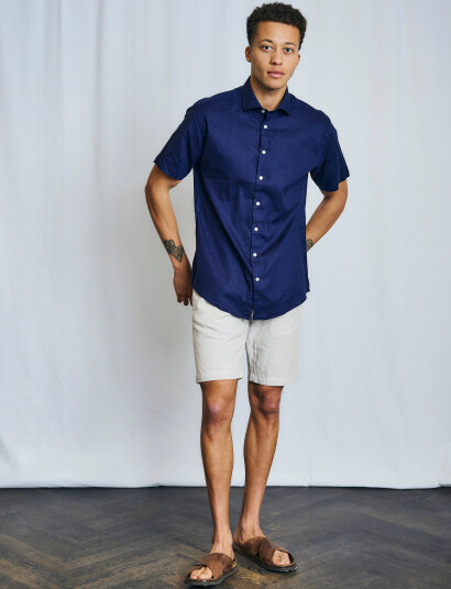 Bruun & Stengade Bs Hauger Casual Modern Fit Shirt - Navy - L