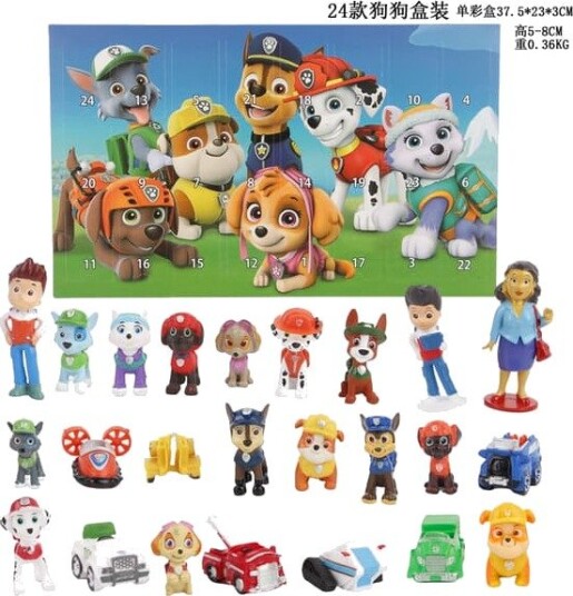 Jud  2024 Adventskalender Dukke Leke Jul 24 dagers nedtellingskalender Blind Box Gaver Paw Patrol Figurer