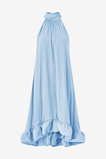 By Malina Kjole Sabrina Halterneck Ruffled Midi Dress Blå By Malina Kjole Sabrina Halterneck Ruffled Midi Dress Blå