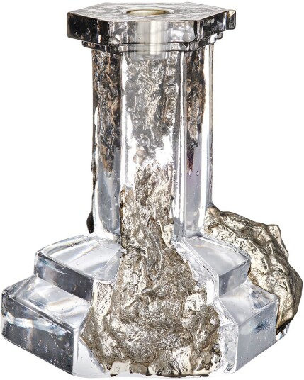 Kosta Boda Rocky Baroque Lysestake 175 mm i Sølv Glanset