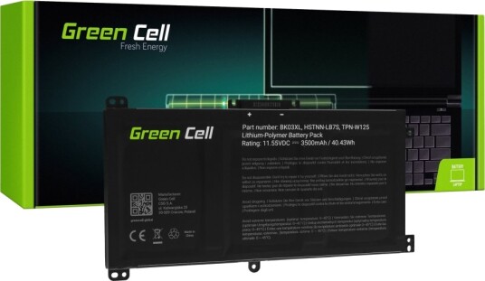 Green Cell Batteri Til Bærbar Pc Tilsvarer: Hp Bk03xl Litiumpolymer 3-Cellers 3500 Mah 40.43 Wh Svart HP167
