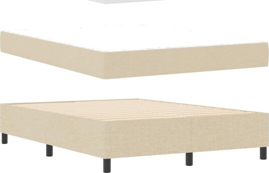 Box Spring Seng med Madrass Krem 140x200 cm Tøymateriale
