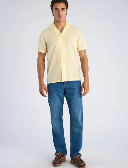 Lindbergh Casual Linen Blend Resort S/S   Yellow   XL