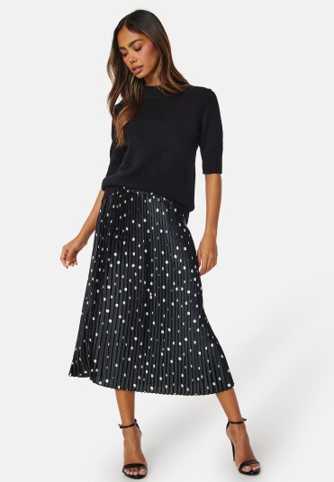 VERO MODA Megga Christas High Waist Pleat Skirt Black AOP:SMALL WHIT XS