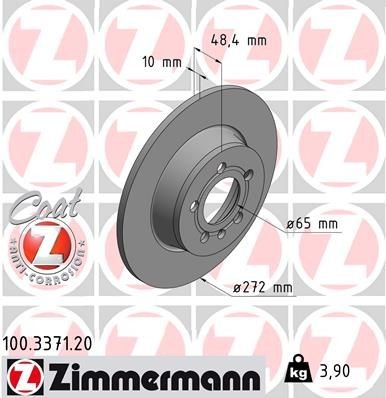 Bremseskive ZIMMERMANN 100.3371.20 Bremseskive ZIMMERMANN 100.3371.20