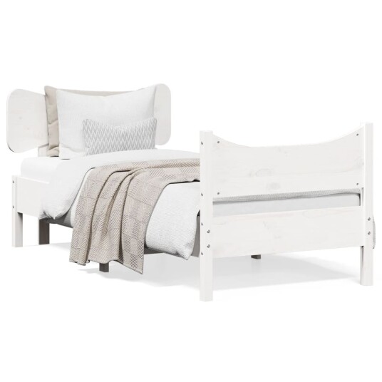 Sengeramme med hodegavl hvit 90x190 cm heltre furu 8721012455054