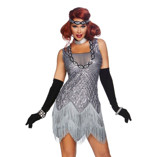 Leg Avenue Europe Gatsby Sølv Deluxe Karnevalskostyme Medium