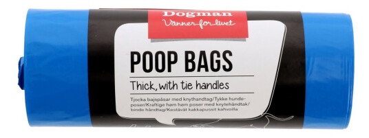 Dogman Slitesterke Bajsposer med Knytehåndtak 50-pakning Blå