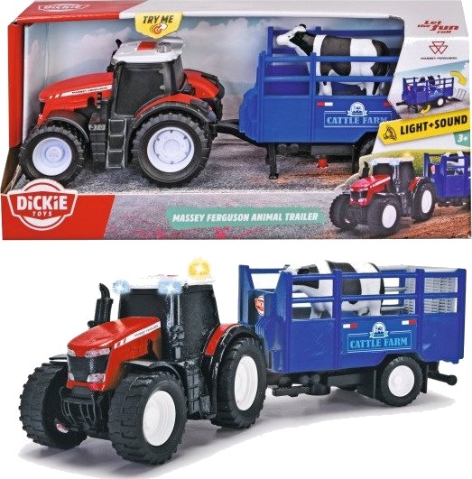 Dickie Toys Massey Ferguson Traktor Med Dyrehenger 26 Cm Fra 3 År