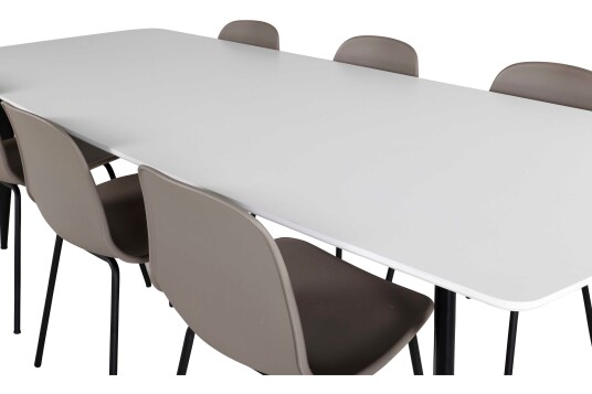 Venture Design Polar & Arctic spisegruppe Hvit/svart 6 st stoler & bord 240 x 100 cm