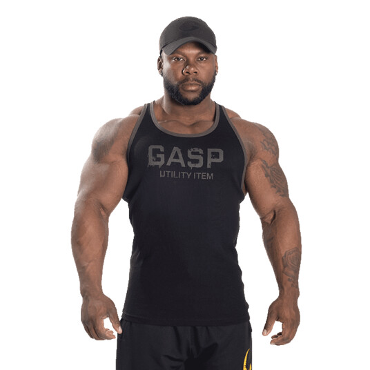 Ribbed T-back, Black Svart Large
