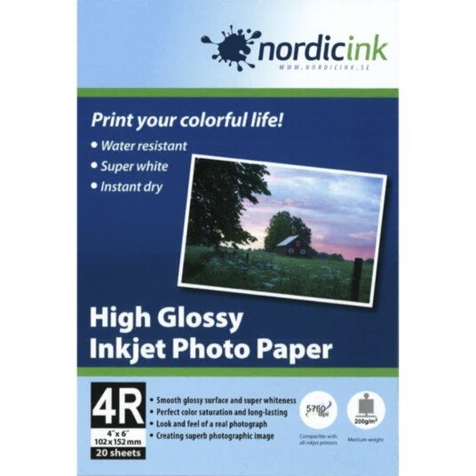 Nordicink Glossy fotopapper 210g 10*15 20 pack PH200-10X15