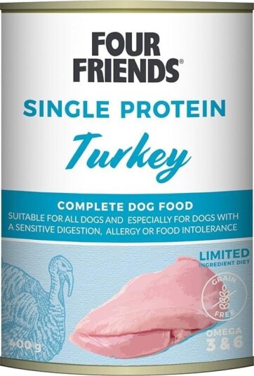 Four Friends Våtfôr til Hund med Kalkun 400 g - Proteinrikt Hundefôr