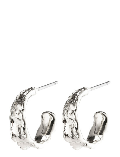 PILGRIM Bathilda Organic Shaped Hoop Earrings Silver Plated |Silver |One Size