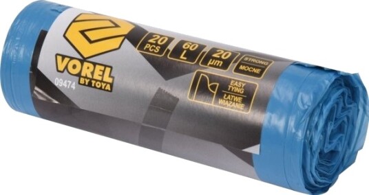 Vorel Sterke Avfallsekker Med Håndtak 60 L 20 Stk 09474