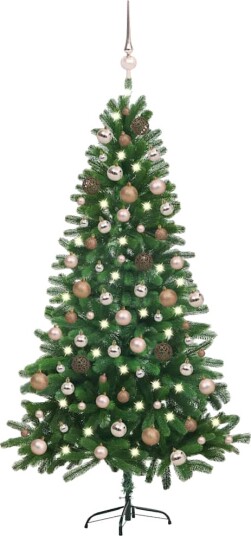 vidaXL Kunstig juletre med LED og kulesett 180 cm grønn