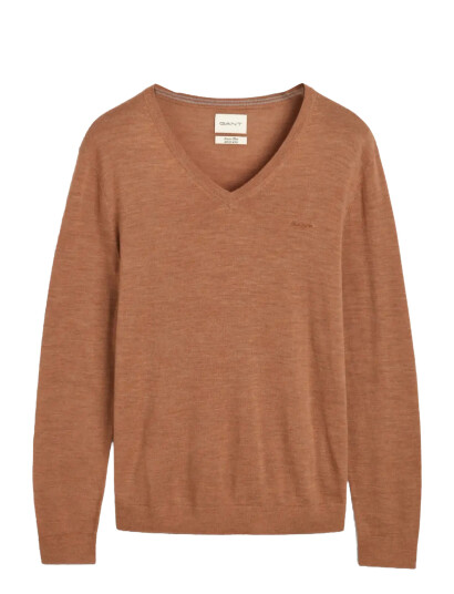 GANT Extrafine Merino Wool V-Neck - Brown - M GANT Extrafine Merino Wool V-Neck - Brown - M