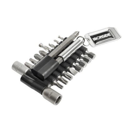 Ironside 100332 Bitssett 16 deler, 1/4", i holder